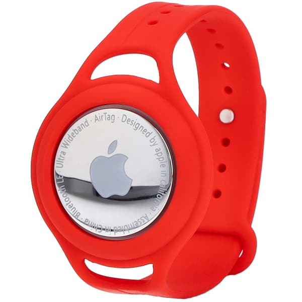 Bizon Case Locator -lapsikotelo Apple AirTagille, punainen