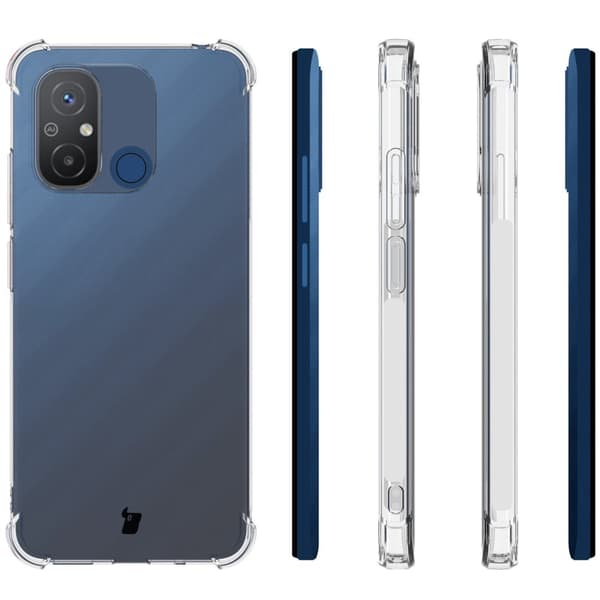 Suojakuori + 2x Bizon-kotelo, kirkas lasi Xiaomi Redmi 12C:lle, läpinäkyvä