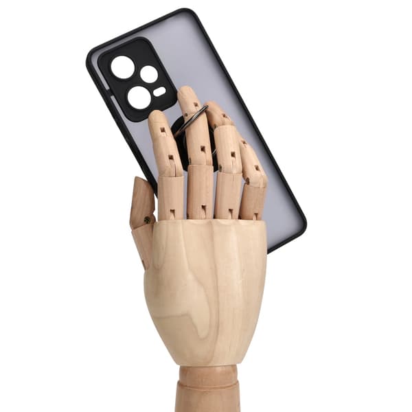 Bizon Case Hybrid Ring Fingerringfodral för Xiaomi Redmi Note 12 Pro 5G, Rökfärgad med Svart Ram