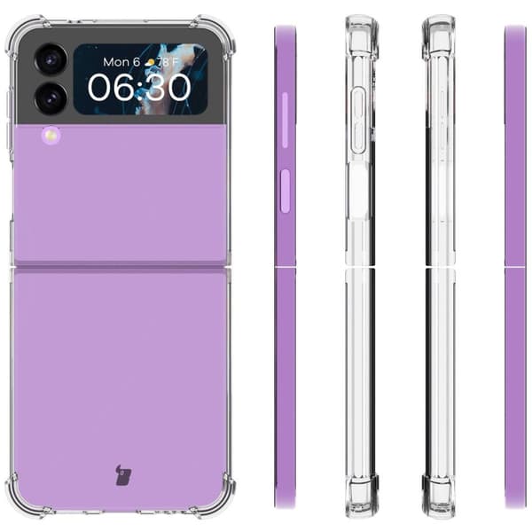 Bizon Case Salpa Joustava suojakuori Galaxy Z Flip4:lle, läpinäkyvä