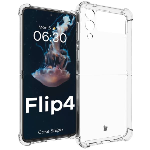 Bizon Case Salpa Joustava suojakuori Galaxy Z Flip4:lle, läpinäkyvä