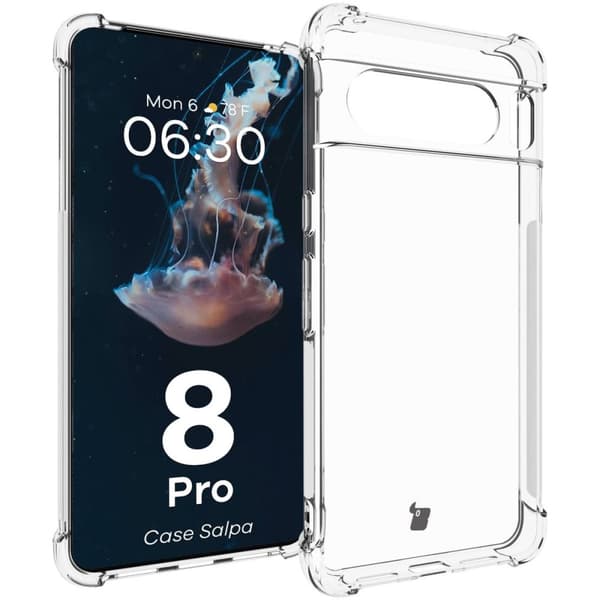 Bizon Case Salpa Fleksibelt Etui til Google Pixel 8 Pro, Gennemsigtig