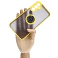 Miniatyrbillede 6 af 8: Bizon Case Hybrid Ring Fingerring Cover til Galaxy A24 4G, Røgfarvet med Gul Ramme