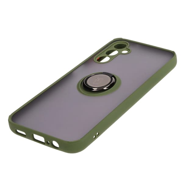 Bizon Case Hybrid Sormus Sormuskotelo Galaxy M14 5G:lle, savunpunainen ja vihreällä kehyksellä