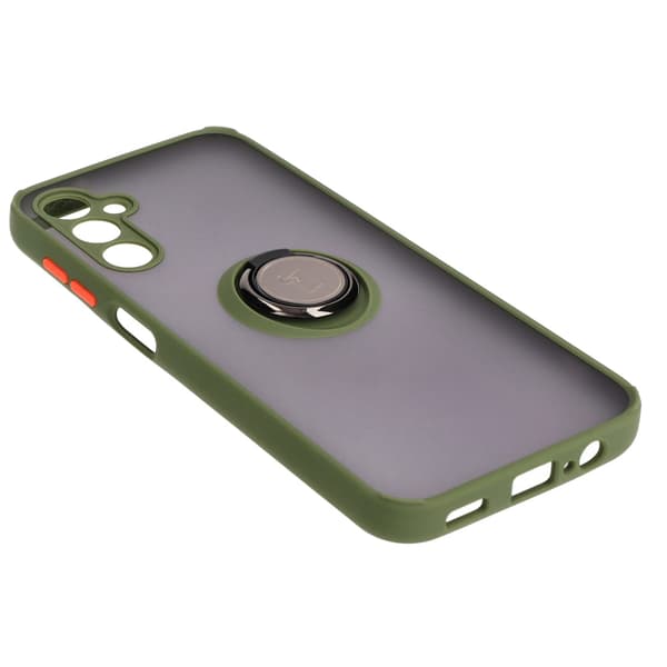 Bizon Case Hybrid Sormus Sormuskotelo Galaxy M14 5G:lle, savunpunainen ja vihreällä kehyksellä