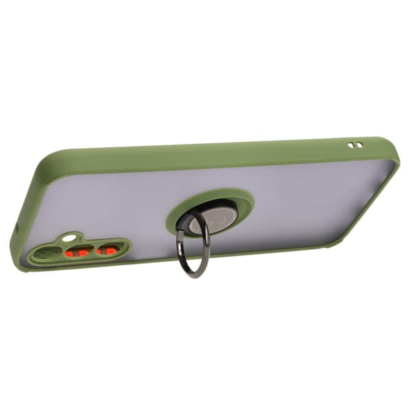 Bizon Case Hybrid Sormus Sormuskotelo Galaxy M14 5G:lle, savunpunainen ja vihreällä kehyksellä
