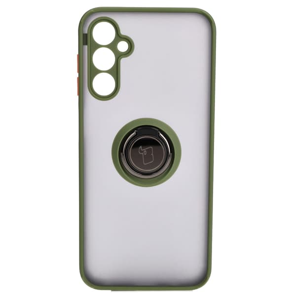 Bizon Case Hybrid Sormus Sormuskotelo Galaxy M14 5G:lle, savunpunainen ja vihreällä kehyksellä