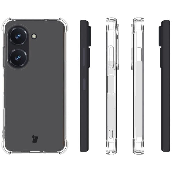 Bizon Case Salpa joustava suojakuori Asus Zenfone 10 / 9:lle, läpinäkyvä