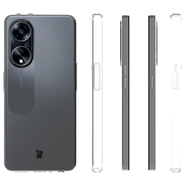 Bizon Case Salpa Joustava Suojakuori Oppo A98 5G:lle, Läpinäkyvä