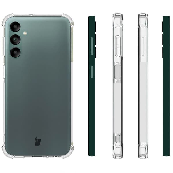 Etui + 2x glas + linse Bizon-etui klar pakke til Galaxy A24, gennemsigtig