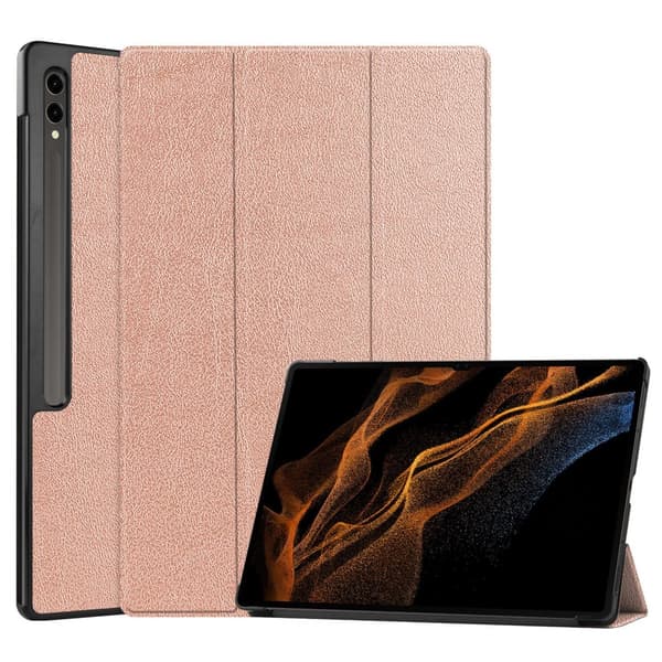 Bizon Tab Croc -kotelo Galaxy Tab S10 Ultralle / S9 Ultralle, ruusukulta