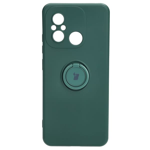 Bizon Silikoninen Ring Sq -kotelo Xiaomi Redmi 12C:lle, tummanvihreä