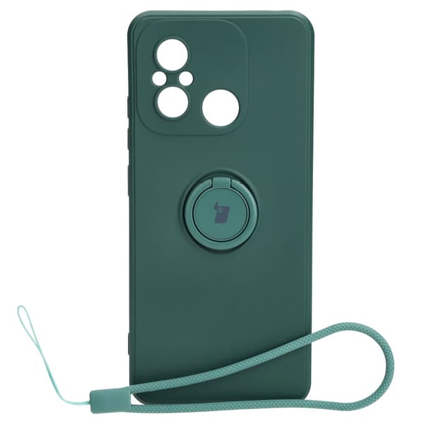 Bizon Silikoninen Ring Sq -kotelo Xiaomi Redmi 12C:lle, tummanvihreä