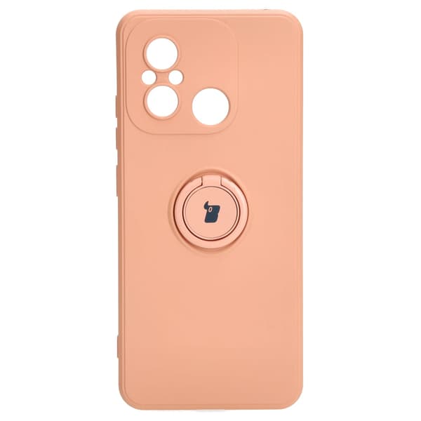 Bizon Case Silikon Ring Sq-skal för Xiaomi Redmi 12C, ljusrosa