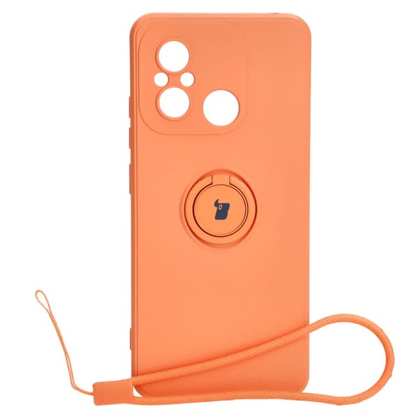 Bizon Silikoninen Ring Sq -kotelo Xiaomi Redmi 12C:lle, oranssi