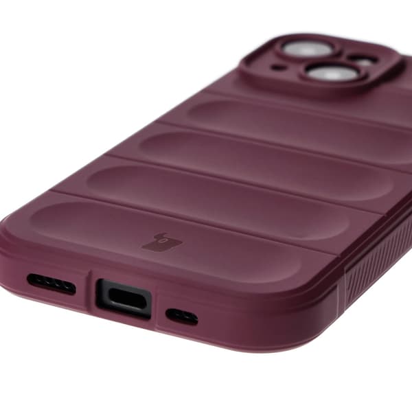 Bizon Case Tur pansret cover til iPhone 15, mørkelilla