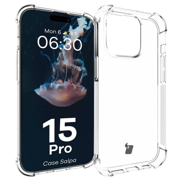 Bizon Case Salpa fleksibelt cover til iPhone 15 Pro, gennemsigtigt