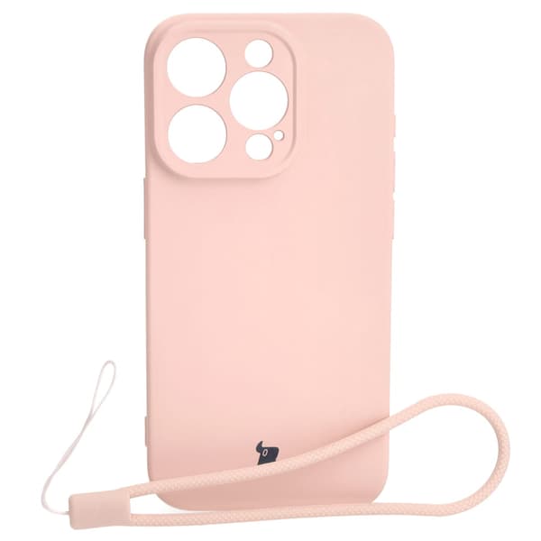 Bizon silikonikuori iPhone 15 Prolle, vaaleanpunainen
