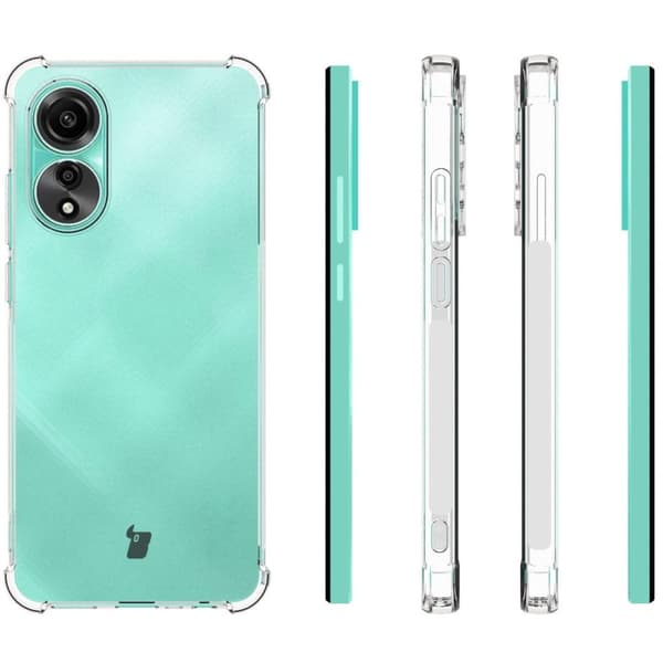 Bizon Case Salpa Joustava Suojakuori Oppo A78 4G:lle, Läpinäkyvä