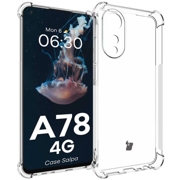 Bizon Case Salpa Joustava Suojakuori Oppo A78 4G:lle, Läpinäkyvä