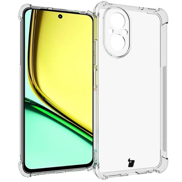 Fodral + 2x Bizon-fodral Clear Pack glas för Realme C67 4G, transparent