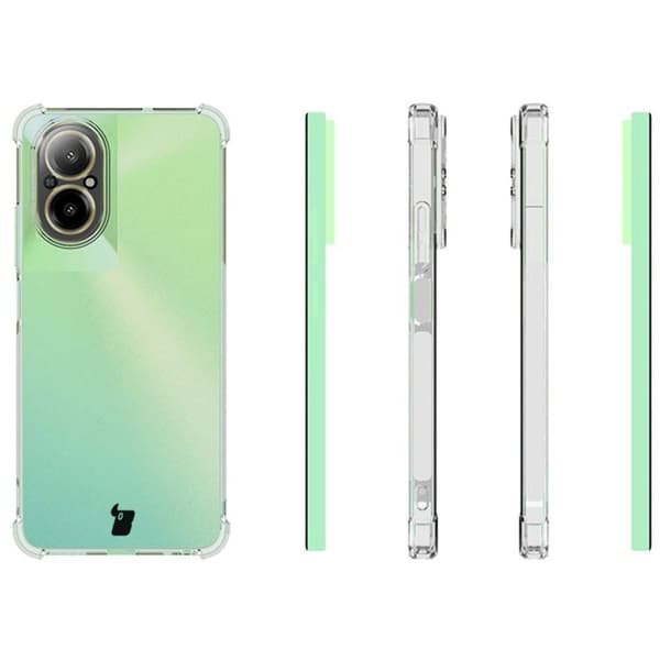 Fodral + 2x Bizon-fodral Clear Pack glas för Realme C67 4G, transparent
