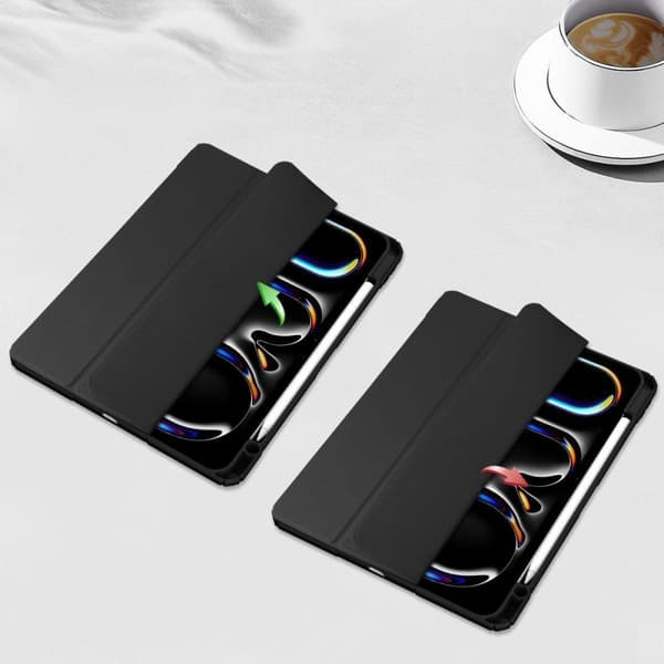 Bizon-skal med flik, genomskinlig matt för iPad Pro 11" (5:e generationen). 2024, svart