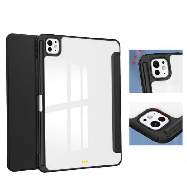 Bizon-skal med flik, genomskinlig matt för iPad Pro 11" (5:e generationen). 2024, svart