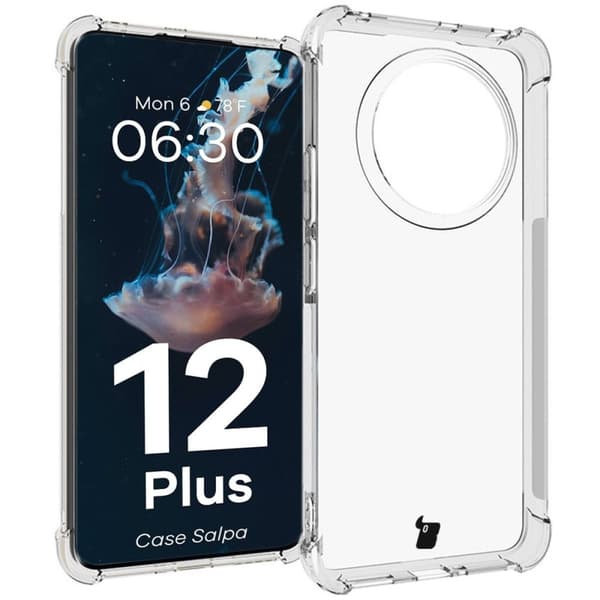 Bizon Case Salpa Joustava Suojakuori Realme 12+:lle, Läpinäkyvä