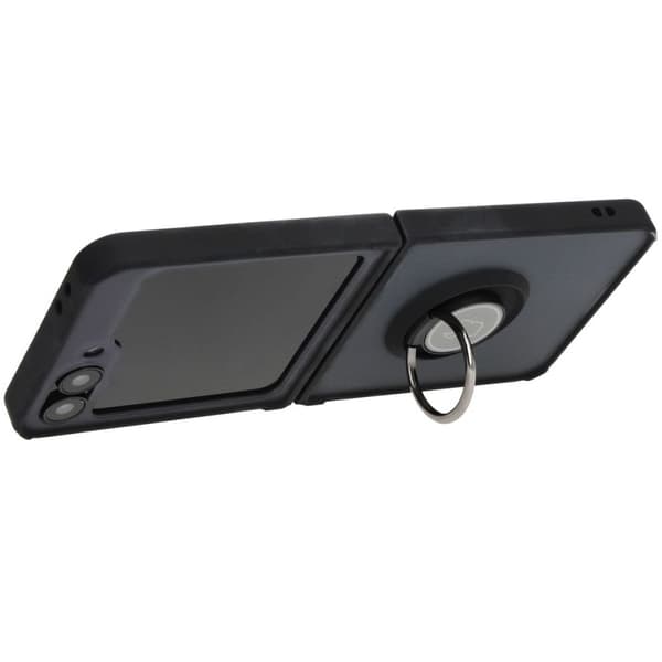 Bizon Case Hybrid Ring Finger Ring-skal för Galaxy Z Flip6, rökfärgad med svart ram