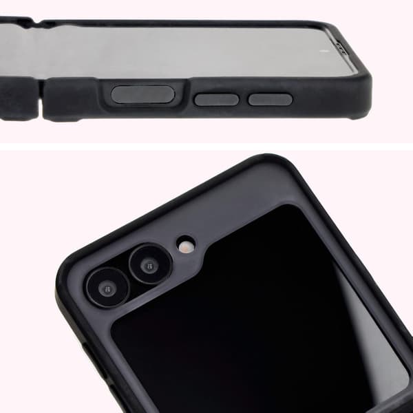 Bizon Case Hybrid Ring Finger Ring-skal för Galaxy Z Flip6, rökfärgad med svart ram