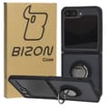 Miniatyrbild 1 av 9: Bizon Case Hybrid Ring Finger Ring-skal för Galaxy Z Flip6, rökfärgad med svart ram