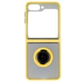 Miniatyrbild 2 av 9: Bizon Case Hybrid Ring Fingerringfodral för Galaxy Z Flip6, rökfärgad med gul ram