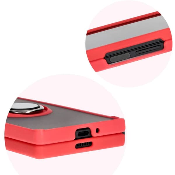 Bizon Case Hybrid Ring Fingerring Cover til Galaxy Z Fold6, Røgfarvet med Rød Ramme