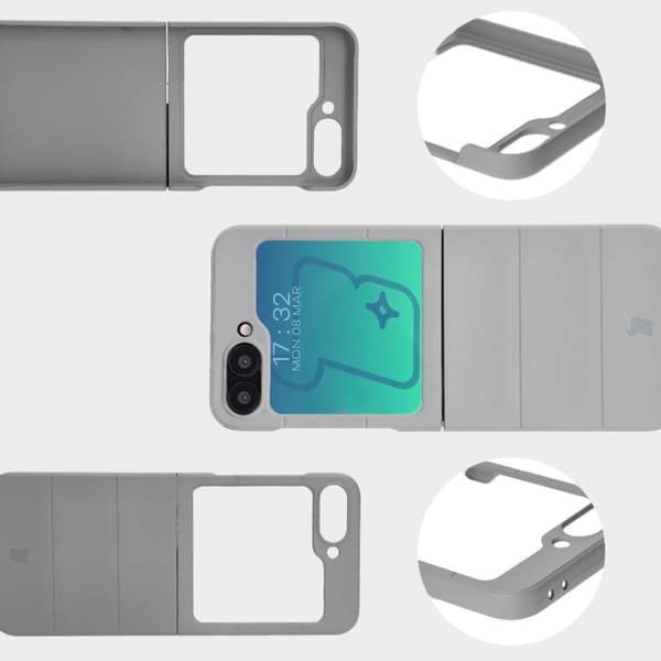 Bizon-skal Tur för Galaxy Z Flip6, ljusgrå