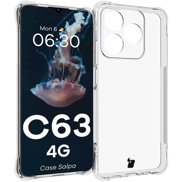 Bizon Case Salpa Joustava Suojakuori Realme C63 4G:lle, Läpinäkyvä