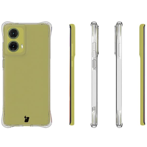 Bizon Case Clear Pack Flexibelt Skal + 2x Skärmskydd för Motorola Moto G85 5G, Transparent