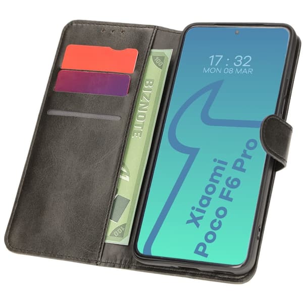 Bizon Case Taskullinen Läppäkotelo Xiaomi Poco F6 Prolle, Musta