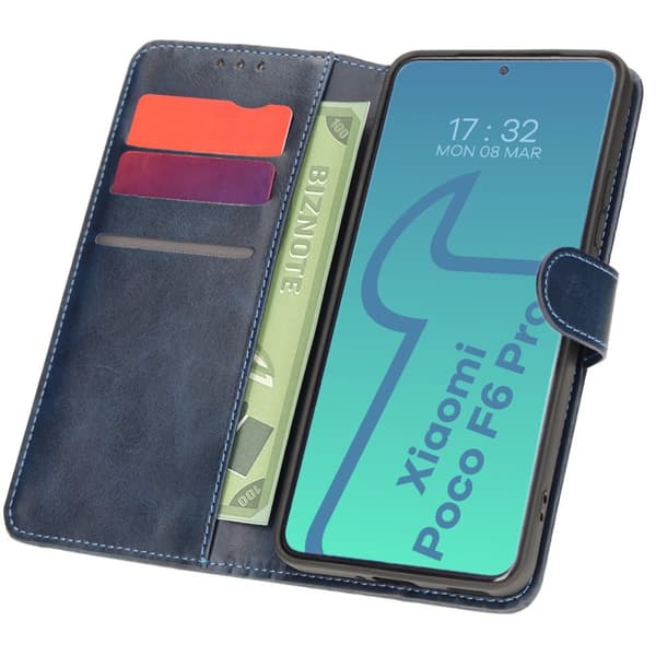Bizon Case Taskullinen Läppäkotelo Xiaomi Poco F6 Prolle, Tummansininen