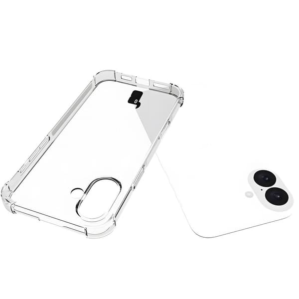 Bizon Case Salpa joustava suojakuori iPhone 16 Plussalle, läpinäkyvä