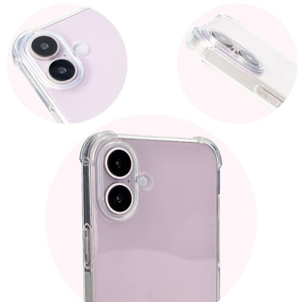 Bizon Case Salpa joustava suojakuori iPhone 16 Plussalle, läpinäkyvä