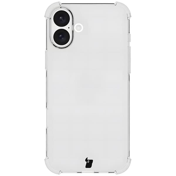 Bizon Case Salpa joustava suojakuori iPhone 16 Plussalle, läpinäkyvä