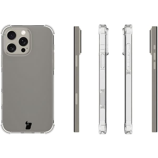 Bizon Case Salpa joustava suojakuori iPhone 16 Pro Maxille, läpinäkyvä