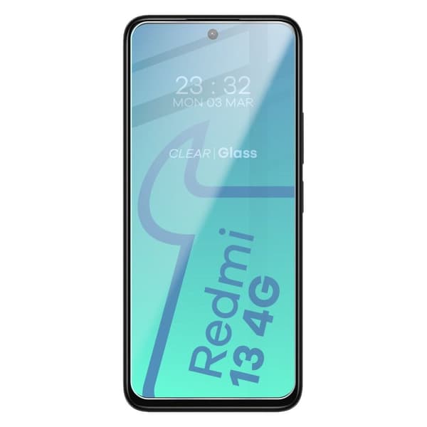 Etui + 2x Bizon-etui i hærdet glas, klar pakke til Xiaomi Redmi 13 4G