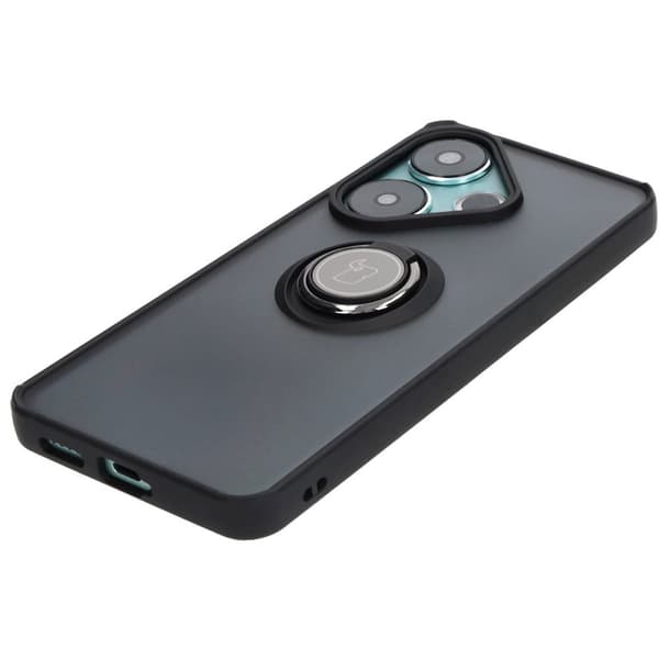Bizon Case Hybrid Sormus Sormuskotelo Xiaomi Poco F6:lle, savunpunainen mustalla kehyksellä