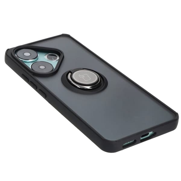Bizon Case Hybrid Sormus Sormuskotelo Xiaomi Poco F6:lle, savunpunainen mustalla kehyksellä