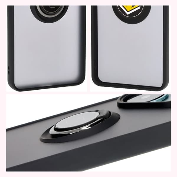Bizon Case Hybrid Sormus Sormuskotelo Xiaomi Poco F6:lle, savunpunainen mustalla kehyksellä