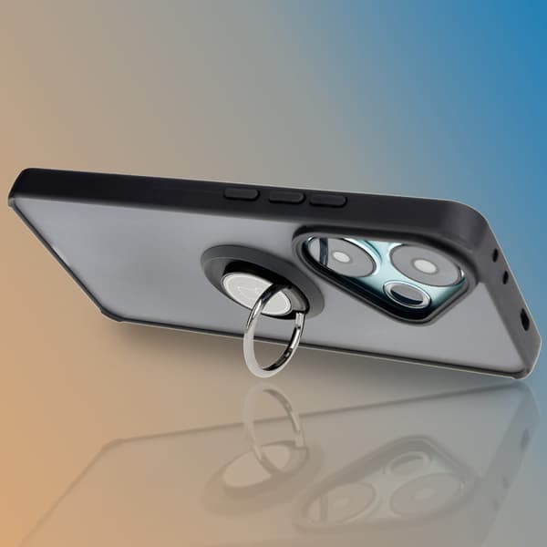Bizon Case Hybrid Sormus Sormuskotelo Xiaomi Poco F6:lle, savunpunainen mustalla kehyksellä