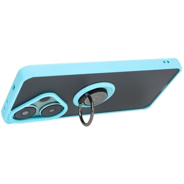 Bizon Case Hybrid Sormus Sormuskotelo Xiaomi Poco F6:lle, savunpunainen ja vaaleansininen kehys