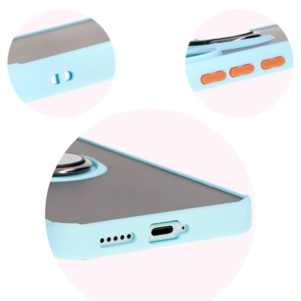 Bizon Case Hybrid Sormus Sormuskotelo Xiaomi Poco F6:lle, savunpunainen ja vaaleansininen kehys